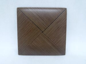 Square inlaid wood brooch